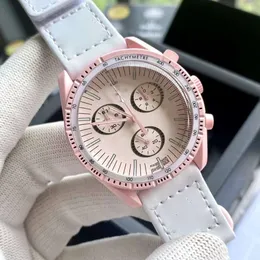 豪華な時計のムーンズウォッチメンズウォッチ5A高品質のクォーツムーブメントクロノグラフ腕時計デザイナーオメガワッチオールダイヤルワーキングモントレクソUBCF