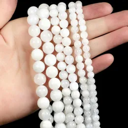 Braccialetti Perline di pietra naturale Perline sfuse rotonde di pietra di luna per la creazione di gioielli Bracciale fai da te con ricamo 4 6 8 10 12mm