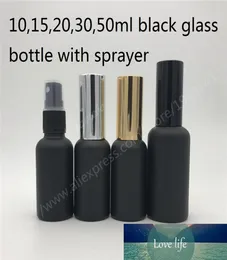 200pcslot 10ml15ml20ml30ml50ml frasco de spray de vidro vazio preto fosco com pulverizadores de névoa fina para óleo essencial9249949