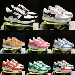 Stas Bapestass Sk8 Sta Designer Sapatos Mulheres Sapatos de Couro Preto Cor Camo Combo Rosa Abc Camos Azul Cinza Laranja Verde Tênis Esportes