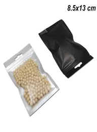 85x13 cm 100Pcs Lot Matte Black Clear Translucent Mylar Foil Bag Hanging Hole Aluminum Resealable Food Long Term Storage Bags Myl9264389