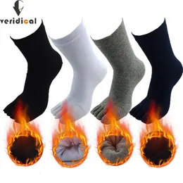 5 pairslot inverno grosso quente terry cinco dedos meias para homem menino algodão toe sólido antibacteriano respirável vender 240109