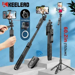 Monopods L16 1530mm Kablosuz Selfie Stick Tripod Stand Katlanabilir Monopod GoPro Action Kameralar Akıllı Telefonlar Denge Sabit Çekim Canlı