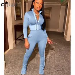 FQLWL Casual 2 Two Piece Set Women Sexy Pink Outfits Crop Top Stacked Pants Leggings Women Matching Sets Ladies Tracksuit Female 240109