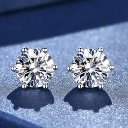 Earrings AETEEY Real Moissanite Diamond Stud Earrings D Color 1ct 925 Sterling Silver Six Prong Earrings Wedding Fine Jewelry for Women