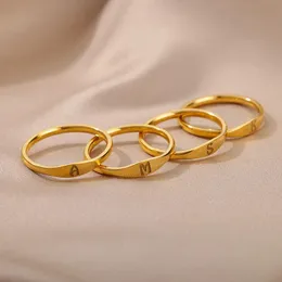 Ringe DODOAI Personalisierter Anfangsring AZ aus Edelstahl mit 26 Buchstaben, modisch, schlicht, neutraler Schmuck, hochwertiges Hochzeitsgeschenk