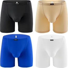 Underpants Ikingsky Men's Long Leg Boxer Seamless Front Breathable Trunks Silky No Ride Up Underwear Stretch Men Underpanties