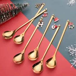 Coffee Scoops 18pcs Year 2024 Xmas Spoons Stainless Merry Christmas For Party Tableware Ornaments Decorations