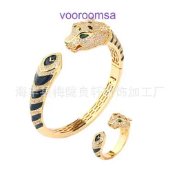 Popularne luksusowe pierścienie designerskie kreatywne kroplowe klej w pasek lampart bransoletki Zestaw Pierścień Modny Spersonalizowany styl rękodzieło damskie z oryginalnym pudełkiem