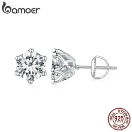 Stud BAMOER Moissanite Stud Earrings D Color Brilliant Round Cut Lab Created Diamond 925 Silver Earrings Gold Plated for Women YQ240110