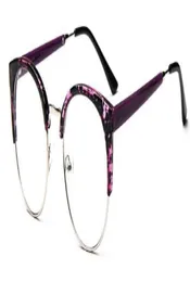 Fashion Cat Eye Half Metal Frame Glass för kvinnor Retro Vintage Unisex Glasögon Big Frame Slim Face Eyewear Glasses6830542