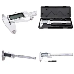 Andra konstruktionsverktyg DHS 20st 150mm 6 LCD Digital Vernier Caliper Electronic Gauge Micrometer Precision Tool Sier med Box Drop Dhmon