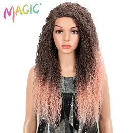 Perucas mágicas para mulheres negras, cabelo encaracolado, 26, parte lateral sintética, sem cola, fibra resistente ao calor 240110