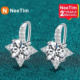 Stud Neetim 1CT 6,5 mm Moissanite örhängen för kvinnor S925 Sterling Sliver med 18K Gold Plated Diamond Earring Wedding Party Jewelry YQ240110