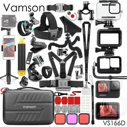 Моноподы Vamson для Gopro Hero 11, черные аксессуары, боковая крышка, водонепроницаемый корпус, чехол для штатива, монопод для Go Pro Hero 11 10 9