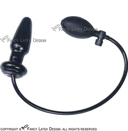 Schwarzer sexy aufblasbarer Latex-Analplug, Gummi-Pumpe, Buttplug, Arsch, Analeinlauf 00124079340