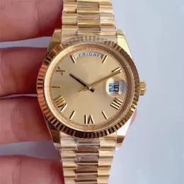 Super 2836 rörelse lyxiga män klockor 41 mm automatisk rörelse full rostfritt stål guldklocka guld ansikte kvinnor romerska super lysande armbandsur Montre de luxe