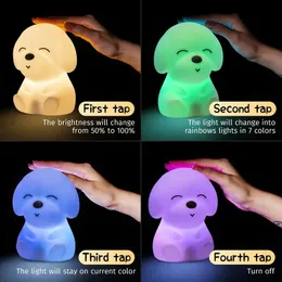 1pc Cute Night Light For Kids, 16 Color Changing Kids Night Light Lamp, Rechargeable Silicone Baby Night Light, Kawaii Room Decor Animal Toddler