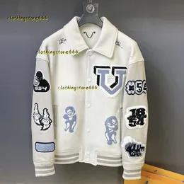 Erkek Ceket Beyzbol Ceket Lüks Varsity Ceket Deri İşlemeli Yansıtıcı Ceket Sıradan Artı Boyut Mektubu Windbreaker 2024 Siyah Beyaz Kış Dış Giyim