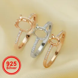 Oval çatal halkası ayarları 925 Sterling Gümüş Gül Altın Kaplama Ringart Deco Ringdiy Ring Boş Boş Malzemeler 1224163 240109