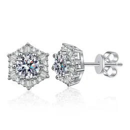 stud e109 lefei fashion فاخرة الماس الماس الكلاسيكي d moissanite hexagonal Star Earrings Women 925 Sterling Silver Party Jewelry YQ240110