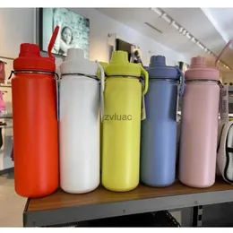 water bottle Lulu- Back to Life Sports water bottle 710ml Stainless Steel Pure Titanium Vacuum Portable Leakproof Insulated Water Cup YQ240110