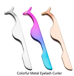 Falska ögonfransar pincett Applicator Eyelash Extension Curler Nipper Auxiliary Clamp Makeup Pincetts Tools Black Gold Pink Sliver RO2108687