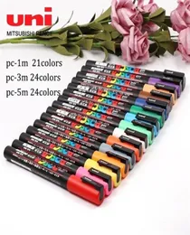 Markörer 2124 Färg Japan Uni Posca Marker Pen PC3M1M5M Reklam Graffiti Stationery Highlighter Acrylic Paint Art Supplies 22101682425