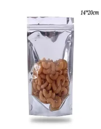 14x20 cm richiudibile per alimenti sacchetto di alluminio trasparente sacchetto di imballaggio con chiusura a zip sacchetto di imballaggio in mylar trasparente e argento snack doy2758881