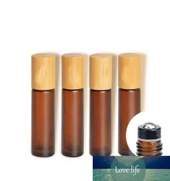 10 ml Frosted Amber Cosmetic Glass Essential Oil Serum Container Matt Brown Roll On Parfym Bottle Bamboo Lid Makeup Accessories7143144