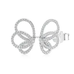 Stud S925 Pure Silver Ear Stud Light Luxury Zircon Inlaid Butterfly Shape Line Sense High Grade Fashion Versatile Jewelry Women YQ240110