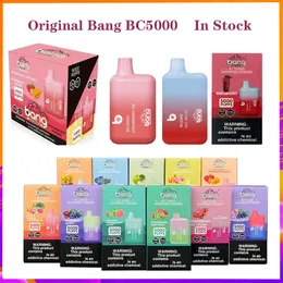 Original bang bc5000 5000 puffs engångsvape box kit uppladdningsbart 850 mAh batteri fördrivet 13 ml patron pod vapes bar vs alf staplar bc5000