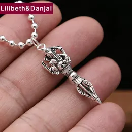 Ciondoli Uomo Donna Thailandia Ciondolo in argento sterling 925 Trinità Dio Vajra Strumenti Pestello Collana Ciondolo regalo Gioielleria raffinata FP42