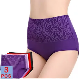 3 pçs calcinha de algodão para mulher plus size roupa interior cintura alta cuecas abdominais feminino menina recuperação pós-parto calcinha feminina 240110