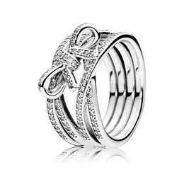 2024 Designer Pandoraring Doras band Rings Lantu Jewelry and Love's Subtle Emotional Women's Ring Silver Set med Zircon Bow Handpiece