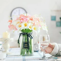 Flores decorativas decoração de buquê de casamento: 10 peças toque real lírio de calla artificial para arranjos florais de casa de noiva