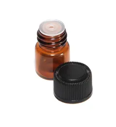 2000pcslot 1 ml 14 Dram Amber Glass Essential Oil Bottle Parfym Provrör flaska med plugg och caps5115509