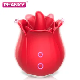 Phanxy Rose Shape Vaginal sugande vibratorer Vuxna leksaker Nippel Oral Sucker Powerful Clitoris Stimulator Sex Produkter för kvinnor 240109