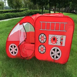 Kids Fire Truck Play Tent Pop Up Playhouse for Indoor Outdoor