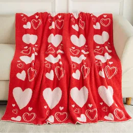 Качество А-класса, одеяло на День святого Валентина, подарочное одеяло, трикотажное одеяло на день Святого Валентина, ультратонкое плюшевое одеяло с половинным краем из волокна