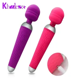 Khalesex Vibradores de clitóris oral poderosos para mulheres com carga USB AV varinha mágica vibrador massageador brinquedos sexuais adultos para mulheres masturbador Y24880674
