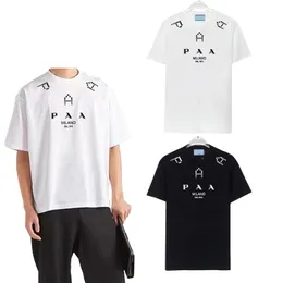 2024 New Mens T-Shirt Triangle Brand عالي الجودة من القطن العلامة التجارية الراقية العلامة التجارية قصيرة الأكمام تي شيرت ذكر زوجين ثقيلة مطابقة M-3XL#98