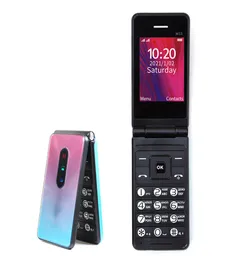 Unlocked 24 -tums Mini Flip Mobile Phones Dual Sim Card Fashion Pretty Mp3 Quad Band GSM Mobiltelefon för Student Girl Big Button Lou9351721