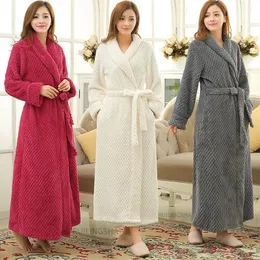 Mulheres inverno térmico longo roupão amantes grosso quente coral velo quimono banho robe plus size homens nightgowns vestido de noiva 240110