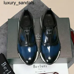 Berluti Scarpe da lavoro in pelle Oxford Pelle di vitello fatte a mano di alta qualità Lucida Casual Sport Patina Tinta antica One Step Lazywq