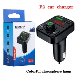 F2 FM Araba Şarj Cihazları BT5.0 Verici Çift USB Hızlı Şarj PD Tip C Ports Handfree Ses Alıcı Auto MP3 çalar için iPhone Charger 15 14 Pro Max Samsung MQ100