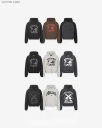 Herren Hoodies Sweatshirts Y2k Schwarz Retro Akimbo Shooting House Druckmuster Männer Hoodie New VICINITY Fashion Zip Up Hoodies Harajuku Street Sweatshirt T240110