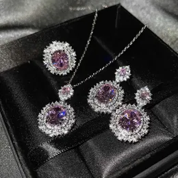 Sets Luxury 925 Silver Dazzling AAA Zircon Jewelry Sets Elegant Charm Women High Quality Fashion Ring Earring Necklace Chains