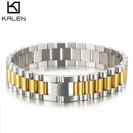 Bransoletki 15 mm Gent's Solid ze stali nierdzewnej 316L Watchband Bracelets Banles Men Men Gold/Srebrny Kolor Biżuteria