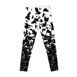 Pantaloni attivi Corvo Corvo Uccelli volanti Astratti Goth Halloween Pattern Leggings Pantaloni sportivi per donna fisica